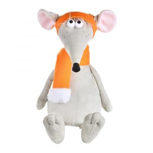 М'яка іграшка Maxi toys Мишеня Чіз із помаранчевим шарфом і шапкою 24 см (2024408)