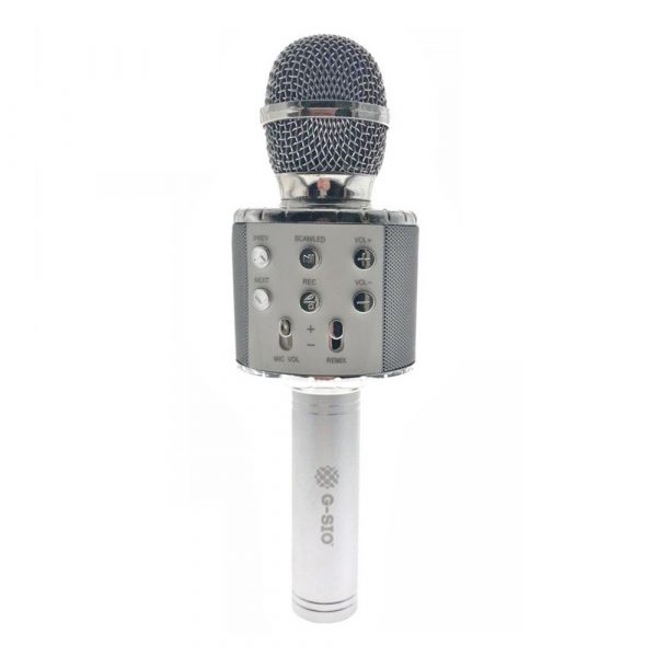 Мікрофон для караоке G-SIO сріблястий з підсвіткою (UFTMK2LSilver) – babystreet.com.ua