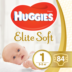Підгузки Huggies Elite Soft, розмір 1, 3-5 кг, 84 шт