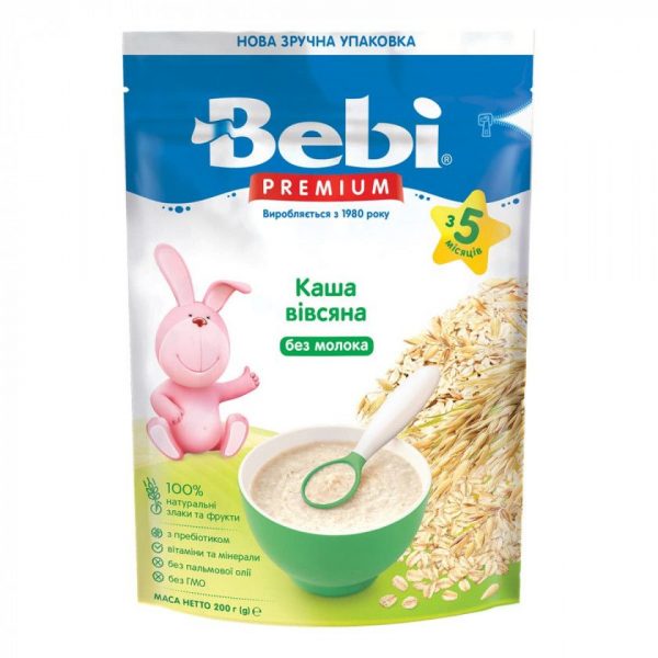 Каша безмолочна Bebi Premium Вівсяна, з 5 міс., 200 г - babystreet.com.ua