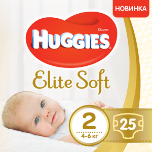 Підгузки Huggies Elite Soft, розмір 2, 4-6 кг, 25 шт