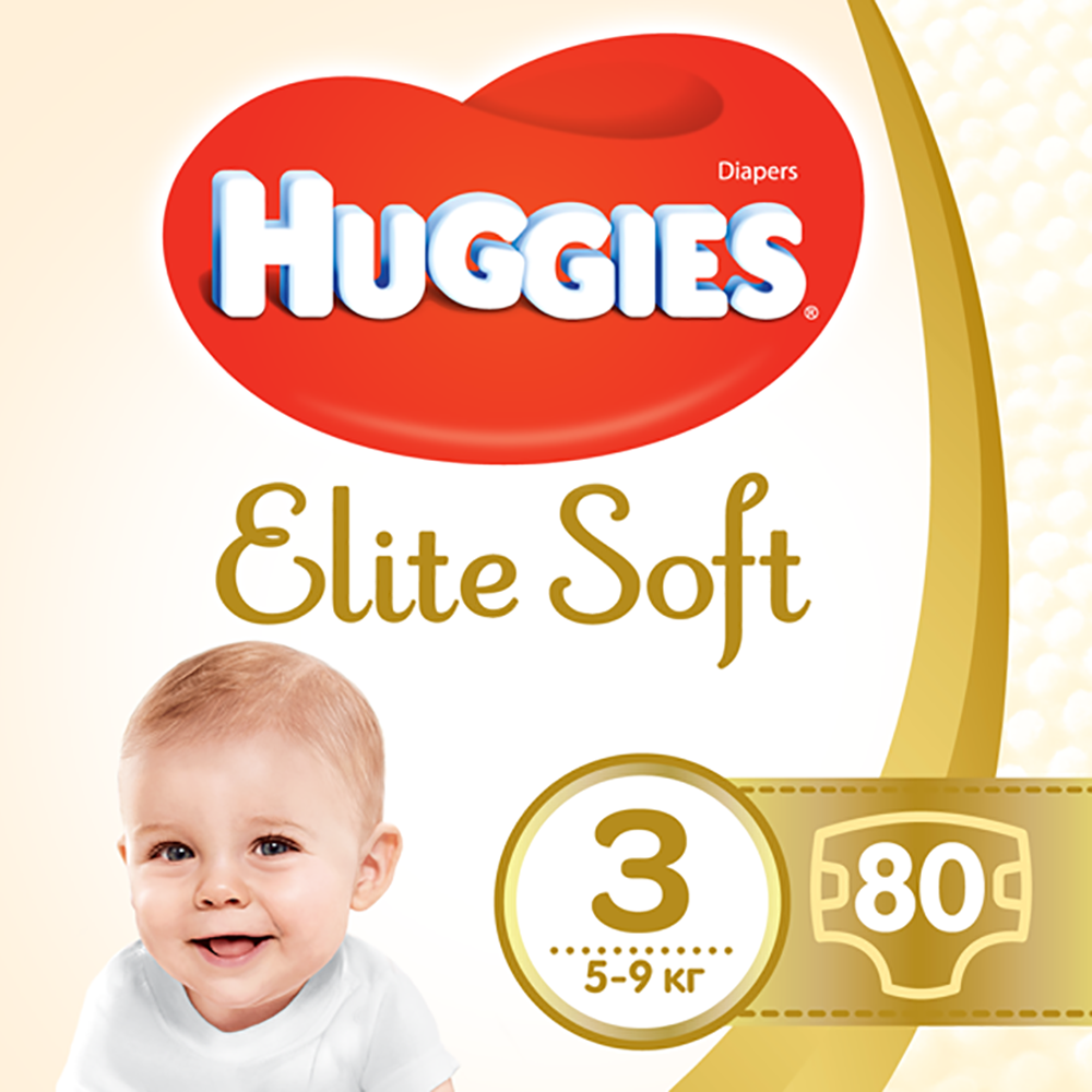 Підгузки Huggies Elite Soft, розмір 3, 5-9 кг, 80 шт 1 Підгузки Huggies Elite Soft, розмір 3, 5-9 кг, 80 шт