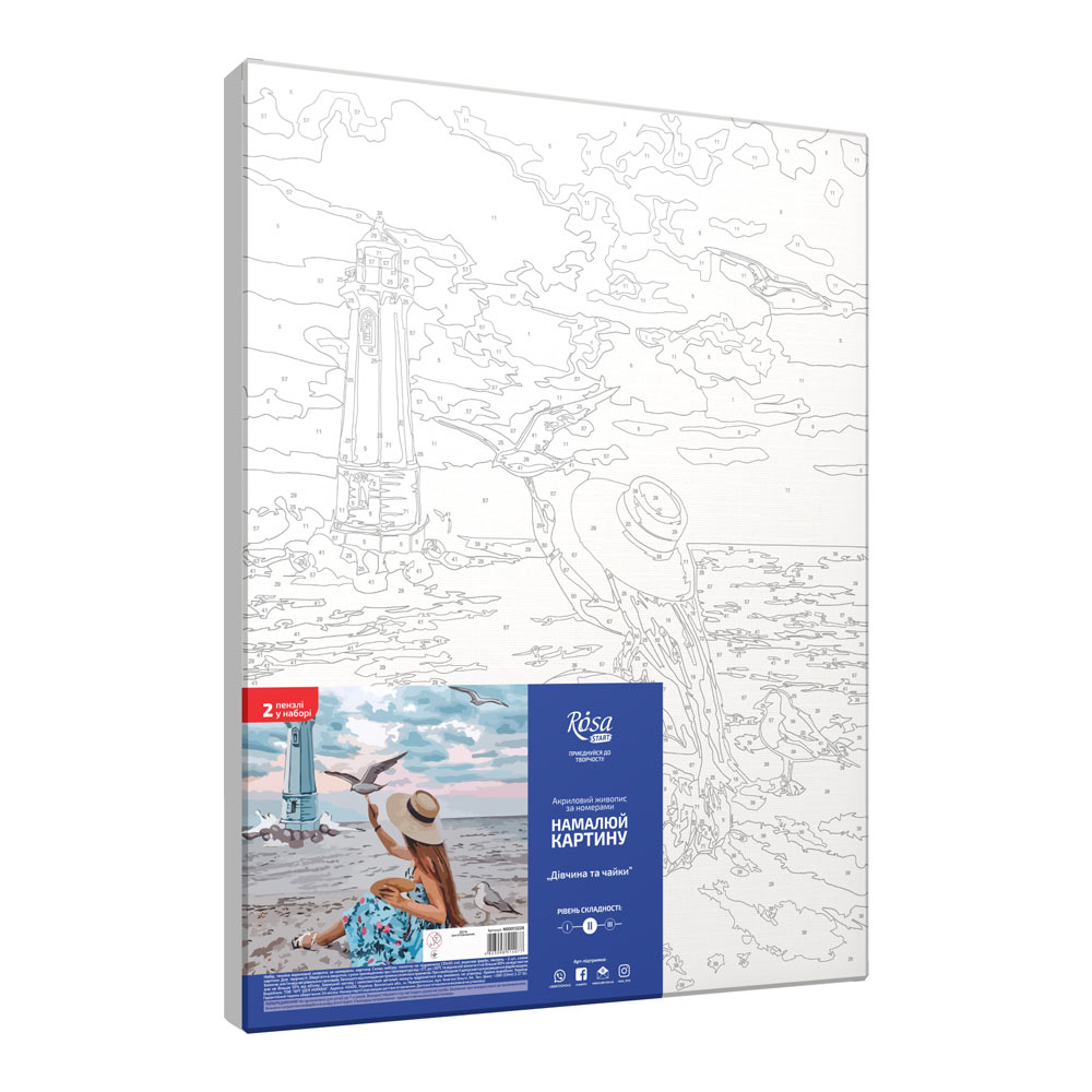 Набір для малювання Rosa Дівчина та чайки живопис за номерами (N00013228) 1 Набір для малювання Rosa Дівчина та чайки живопис за номерами (N00013228)