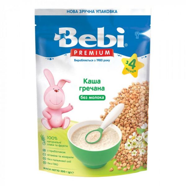 Каша безмолочна Bebi Premium Гречана, з 4 міс., 200 г - babystreet.com.ua