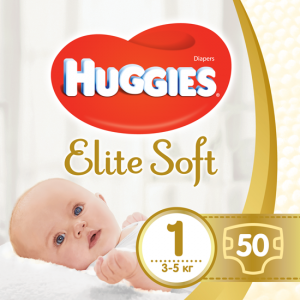Підгузки Huggies Elite Soft, розмір 1, 3-5 кг, 50 шт
