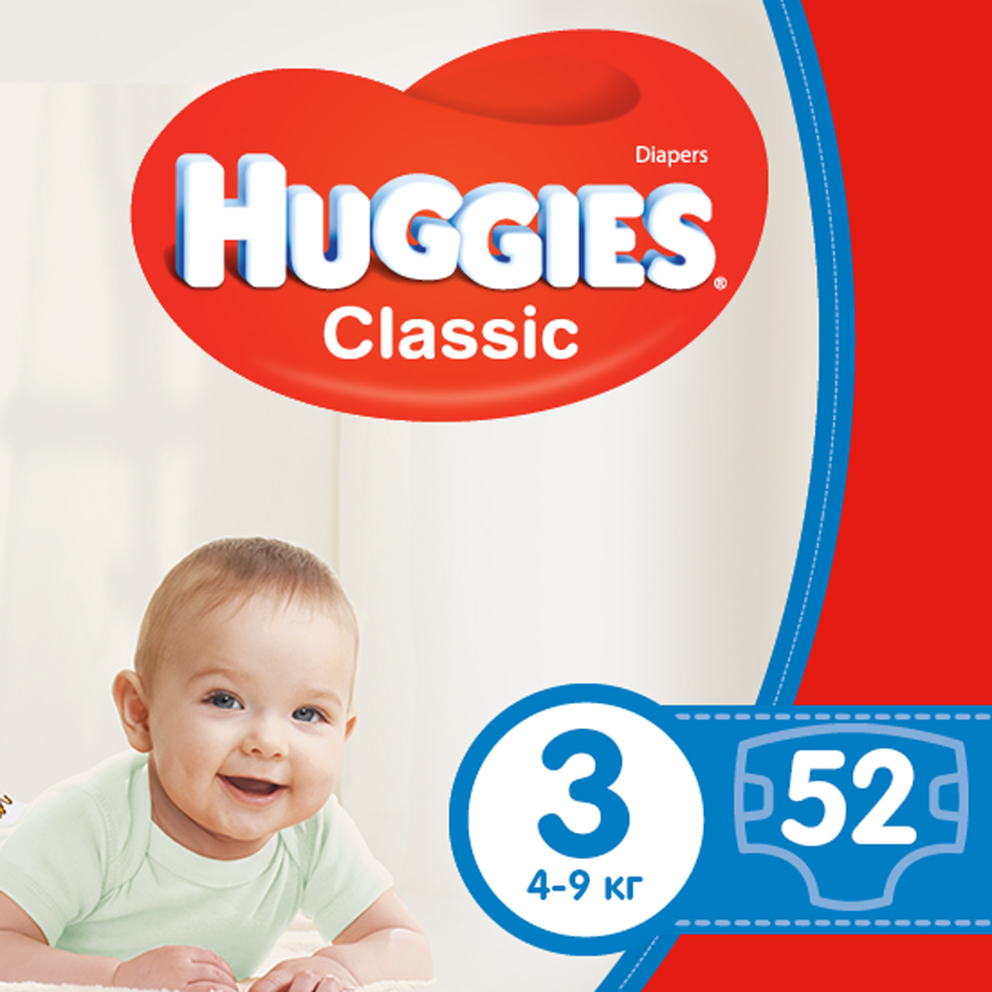 Підгузки Huggies Classic, размер 3, 4-9 кг, 52 шт 1 Підгузки Huggies Classic, размер 3, 4-9 кг, 52 шт