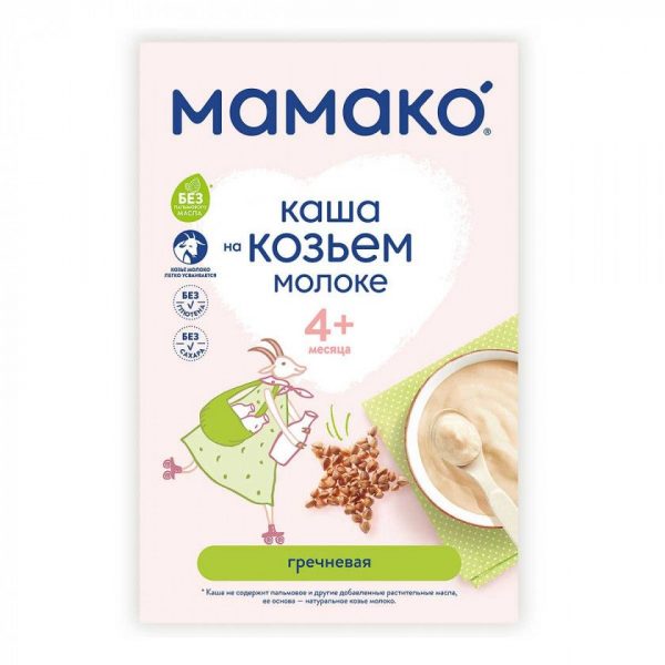 Каша на козячому молоці Мамако Гречана, з 4 міс., 200 г - babystreet.com.ua