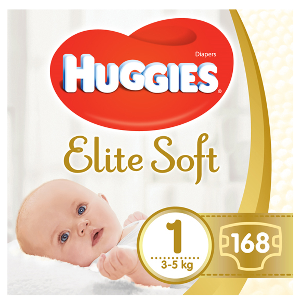 Підгузки Huggies Elite Soft, розмір 1, 3-5 кг, 168 шт 1 Підгузки Huggies Elite Soft, розмір 1, 3-5 кг, 168 шт