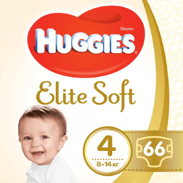 Підгузки Huggies Elite Soft, розмір 4, 8-14 кг, 66 шт